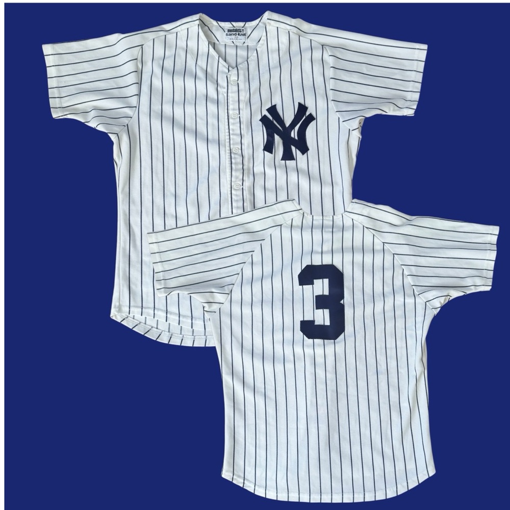 ❤️SOLD❤️ VTG NY Yankees BABE RUTH # 3 Sand Knit-Medalist Pinstripe Jersey SZ 44